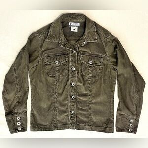 Columbia Women’s Cotton Corduroy Olive Green Button Up Jacket Coat Size Small